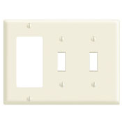 Leviton, 80421-I, 3 Gang 2 Toggle Switch 1 Decora/GFI, Ivory, Wall Plate