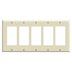 Leviton, 80423-I, 5 Gang 5 Decora/GFI, Ivory, Wall Plate