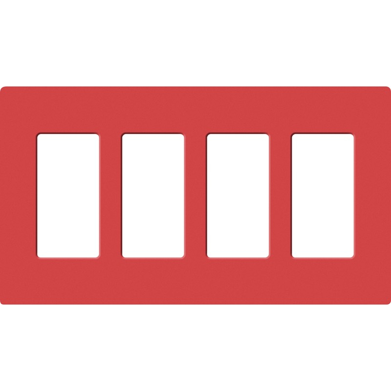 Lutron, SC-4-SR, Screwless Wallplate - 4 Gang - Signal Red
