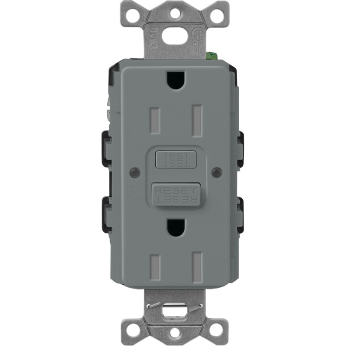 Lutron, SCR-15-GFST-SL,15A GFCI Receptacle - Tamper Resistant - Slate