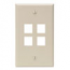 Leviton, QuickPort&reg; Single Gang 4-Port Wallplate, 41080-4IP