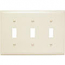 Leviton, 78011, 3 Gang 3 Toggle Switch, Light Almond, Wall Plate