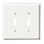 Leviton, 88009, 2 Gang 2 Toggle Switch, White, Plastic, Wall Plate