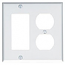 Leviton, 80455-W, 2 Gang 1 Duplex Receptacle 1 Decora/GFI, White, Plastic, Wall Plate