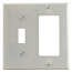 Cooper, 2153W-BOX, 2 Gang 1 Toggle Switch 1 Decora/GFI, White, Plastic, Wall Plate