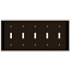 Mulberry, 91075, 5 Gang 5 Toggle Switch Lexan, Brown, Wall Plate 