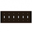 Mulberry, 91076, 6 Gang 6 Toggle Switch Lexan, Brown, Wall Plate 