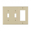 Mulberry, 92443, 3 Gang 2 Toggle Switch 1 Decora/GFI, Lexan, Ivory, Wall Plate