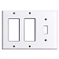 Mulberry, 90453, 3 Gang 1 Toggle Switch 2 Decora/GFI, Lexan, White, Wall Plate