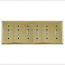 Mulberry, 64076, 6 Gang Toggle Switch, Polished Brass, Wall Plate