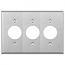 Mulberry, 97093, 3 Gang 3 Single Receptacle, Stainless Steel, Wall Plate