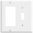 Mulberry, 86432, 2 Gang 1 Toggle Switch 1 Decora/GFI, Metal, White, Wall Plate