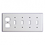 Mulberry, 86565, 5 Gang 1 Duplex Receptacle 4 Toggle Switch, Metal, White, Wall Plate
