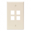 Leviton, QuickPort&reg; Single Gang 4-Port Wallplate, 41080-4TP