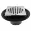 Jones Stephens, D50134 CP SQUARE,4" Shower Drain/Floor Drain Chrome Plated Cast, Square Strainer, PVC, M78292