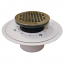 Jones Stephens, D50365, 4" Heavy Duty PVC Drain Base with 3-1/2" Plastic Spud and 5" Nickel Bronze Strainer, M78334