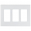 Lutron LFGR-3-CWH, 3 Gang Glass Wallplate in Clear Glass with White Paint