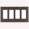 Mulberry, 91404, 4 Gang 4 Decora/GFCI Lexan, Brown, Wall Plate 