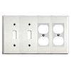 Mulberry, 97564, 4 Gang 2 Toggle Switch 2 Duplex Receptacle, Stainless Steel, Wall Plate