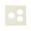 Mulberry, 84572, 2 Gang 1 Duplex Receptacle 1 Single Receptacle, Metal, Ivory, Wall Plate