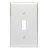 Leviton, 88001, 1 Gang Toggle Switch, White, Plastic, Wall Plate