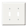 Mulberry, 86872, 2 Gang 2 Toggle Switch, Jumbo, Metal, White, Wall Plate