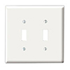 Mulberry, 90872, 2 Gang 2 Toggle Switch, White, Jumbo, Wall Plate