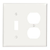 Mulberry, 90532, 2 Gang 1 Duplex Receptacle 1 Toggle Switch, Lexan, White, Wall Plate