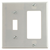 Mulberry, 86865, 2 Gang 1 Toggle Switch 1 Decora/GFI, Jumbo, Metal, White, Wall Plate