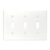 Cooper, 2141W-BOX, 3 Gang 3 Toggle Switch, White, Plastic, Wall Plate